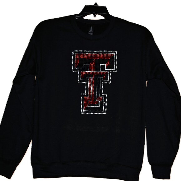 Texas Tech rhinestone bling black sweatshirt S M L XL 2X 3X 4X 5X - Picture 5 of 8